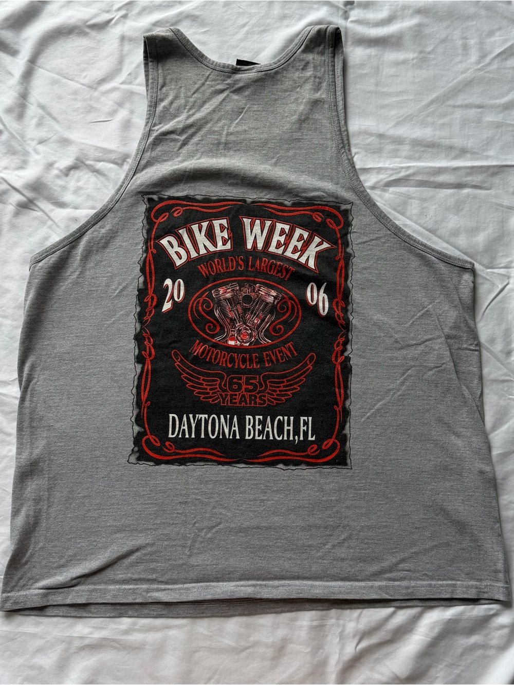 2006 Bike Week Daytona Beach Graphic Tank Top - Gray with Black & Red Print